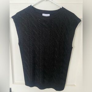 Calvin Klein Black Knit Metallic Sleeveless Sweater women’s size medium
